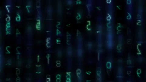 Abstract Digital Matrix Glowing Random Numbers Stock Footage 297469824
