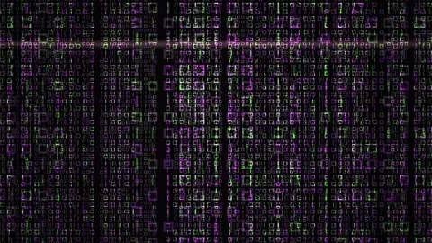 Abstract Digital Matrix Grid with Glitches and Binary Code Patterns. Stock Footage 333912430