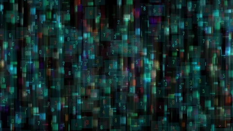 Abstract Digital Matrix Numbers and Neon Futuristic Tech Data Visualization Stock-Footage 323920903