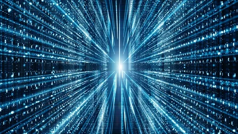 Abstract digital matrix particles flow,  Digital data connection, Technology Stock Footage 109434029