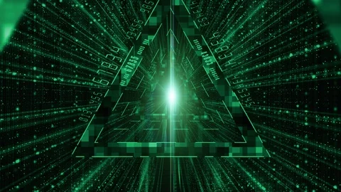 Abstract digital matrix particles flow,  Digital data connection, Technology Stock Footage 109434239