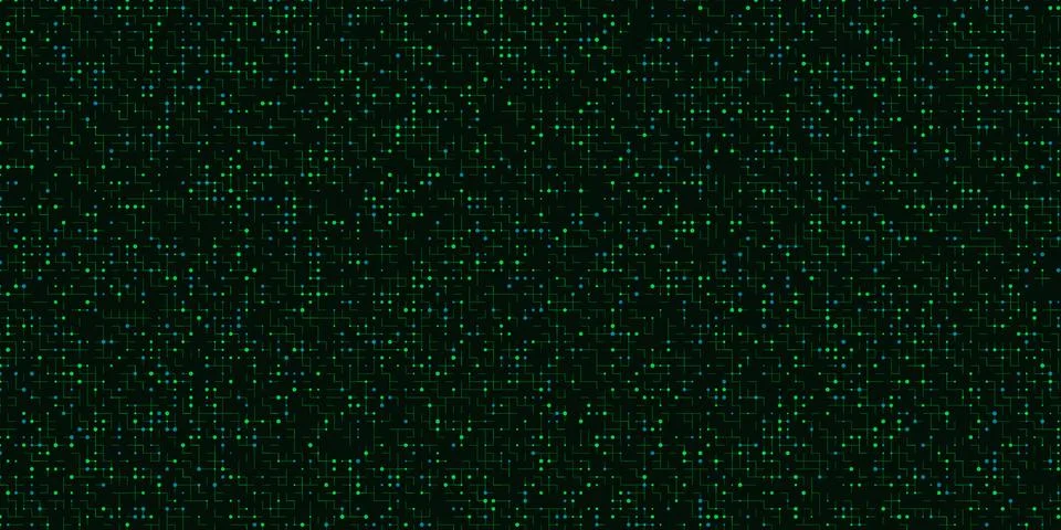 Abstract digital matrix pattern with green glowing pixels Stock Illustration