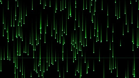 Abstract digital matrix rain background with glowing green light trails Stock Footage 347943605