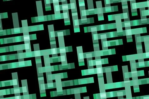 Abstract digital maze with glowing green lines and black background 스톡 일러스트