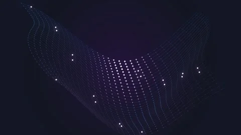 Abstract digital mesh with glowing particles and smooth wave motion on dark.. Stock Footage 340918635