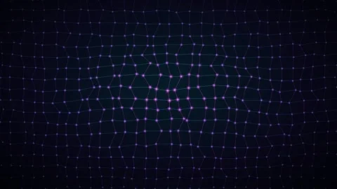 Abstract digital mesh with glowing purple nodes on dark background Stock Footage 337038544