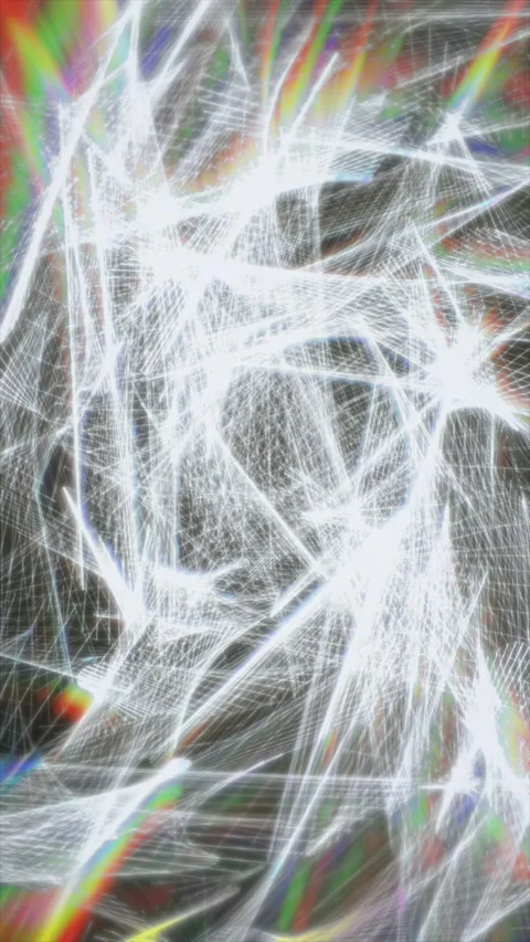 Abstract Digital Mesh Network with Rainbow Light Prism Refraction Video stock 340969802