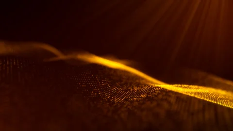 Abstract digital modern bright cyberspace in futuristic style, gold color par Stock Footage 252140359