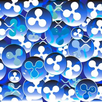 Abstract digital money seamless pattern. Ripple symbols background. Repeat cr Stock Illustration