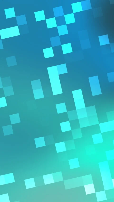 Abstract digital mosaic background of blue and cyan squares on gradient Stock Footage 339709198