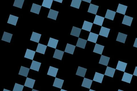 Abstract digital mosaic with blue and green squares on black Stock Illustration
