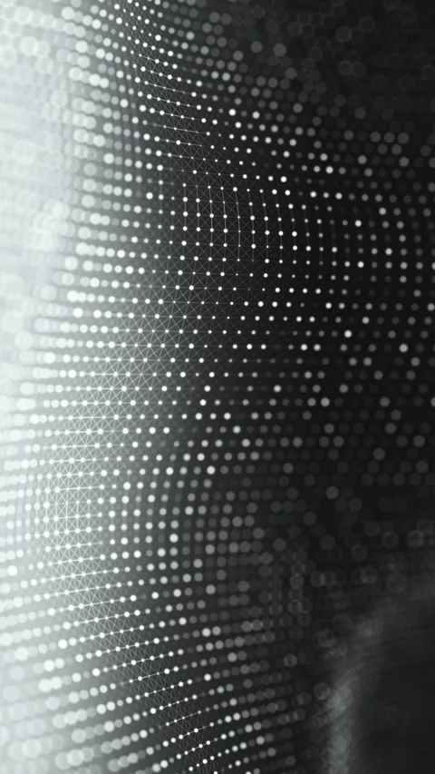 Abstract digital motion background of blurred grayscale dots, lines network Stock Footage 305594596