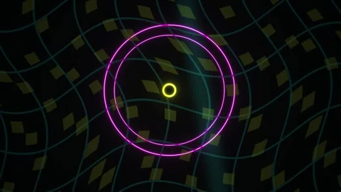 Abstract Digital Motion Background Featuring Glowing Neon Rings and Geometr.. Stock Footage 340506110