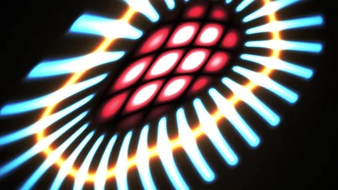 Abstract Digital Motion Background Featuring Pulsing Red Grid and Radiant B.. Stock Footage 340506848