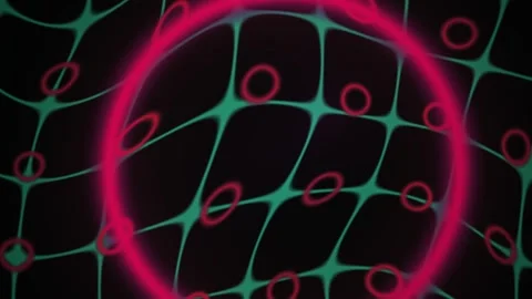 Abstract Digital Motion Background Featuring Pulsing Neon Pink Circles and .. Stock Footage 341784688
