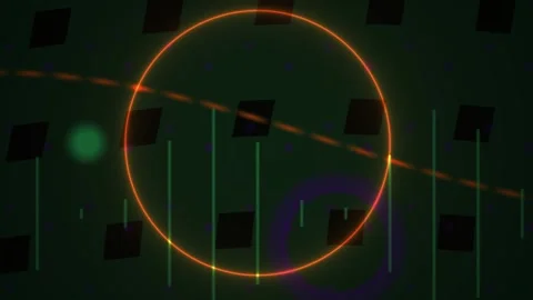 Abstract Digital Motion Background with Glowing Circles and Geometric Pattern Stock Footage 341784759