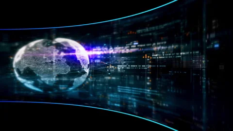 Abstract Digital Motion Background for VR and Sci-Fi Tech Concepts Stockbeeldmateriaal 347698791