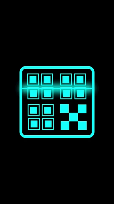 Abstract digital motion graphic animation of a glowing neon turquoise squar.. Stock Footage 338210457