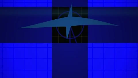 Abstract Digital Motion Graphic Featuring Pulsing Blue Star and Grid Overlay. Stock Footage 341785167
