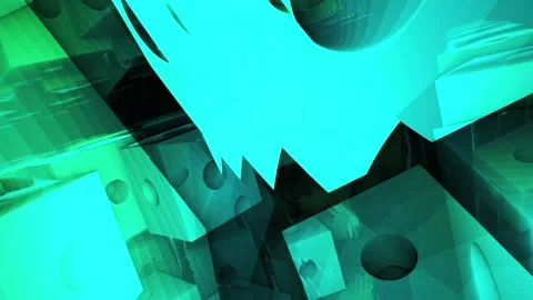 Abstract Digital Motion Graphics Featuring Glowing Green Geometric Cubes in.. Stock Footage 334449227