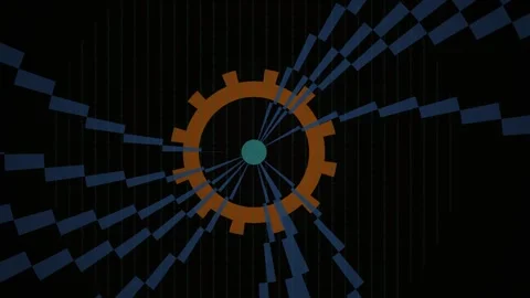 Abstract Digital Motion Graphics Featuring Rotating Gear and Data Streams. Stock Footage 334449329
