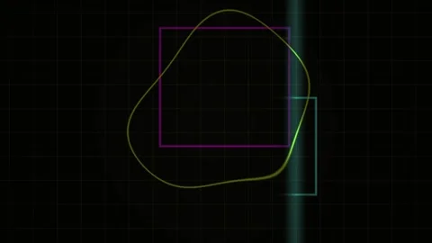 Abstract Digital Motion Graphics Featuring Geometric Shapes and Glowing Neo.. Stock Footage 340507674