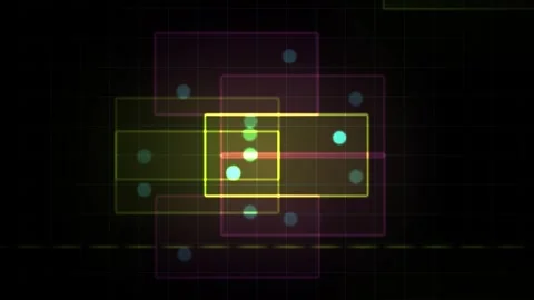 Abstract Digital Motion Graphics Featuring Glowing Geometric Shapes and Par.. Stock Footage 341785302