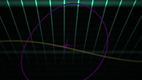 Abstract Digital Motion Graphics Featuring Glowing Purple Orbital Path and .. Stock Footage 341785449