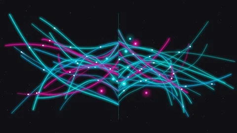 Abstract digital motion graphics showing glowing neon data streams in dark .. Stock Footage 340971139