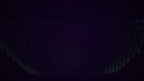 Abstract digital motion of neon green hexagons pulsing over a dark purple b.. Video stock 341579557