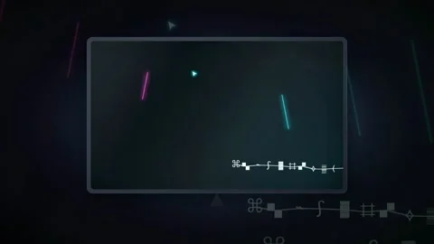 Abstract digital music visualization with glowing neon lines and musical Stock Footage 341829927