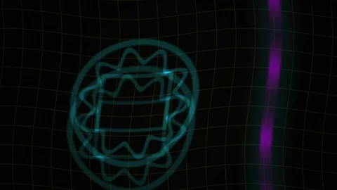 Abstract Digital Neon Geometric Pattern Animation with Pulsing Light Effects. Stock Footage 341785498
