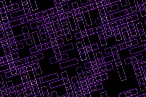 Abstract digital neon lines pattern on black background Stock Illustration