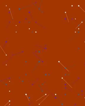 Abstract Digital Neon Pattern with Glowing Dots and Thin Lines on Warm Oran.. Illustrazione stock