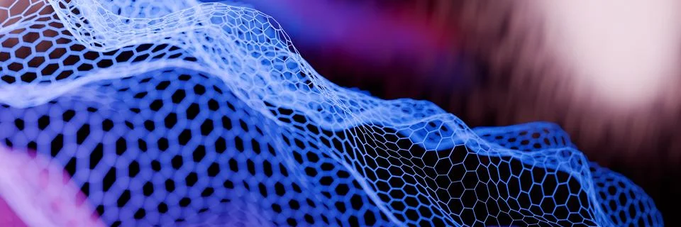 Abstract digital net pattern with blue and purple hues. Foto stock