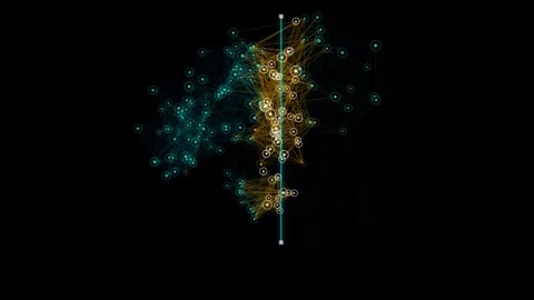Abstract Digital Network and Data Visualization with Glowing Nodes and Vídeos de archivo 344232146