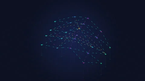 Abstract digital network animation with data analysis and cybersecurity Stock Footage 347244894
