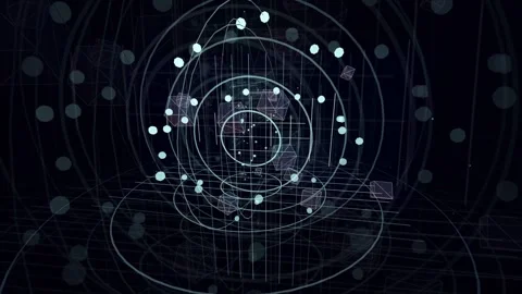 Abstract Digital Network Animation with Glowing Particles and Geometric Lines Stock Footage 339317371