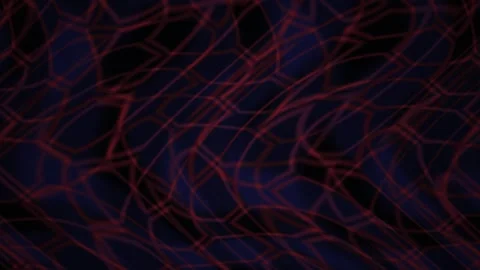 Abstract Digital Network Animation with Glowing Red Geometric Mesh Patterns. Stock Footage 340508769