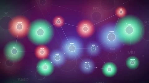 Abstract Digital Network Animation with Glowing Nodes and Connecting Lines on 動画素材 343447286