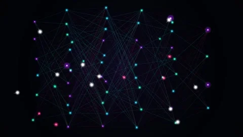 Abstract Digital Network Animation with Glowing Nodes and Connecting Lines Stock Footage 344829761