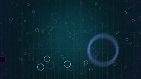 Abstract Digital Network Background, Colorful Floating Circles Stock Footage 335819327