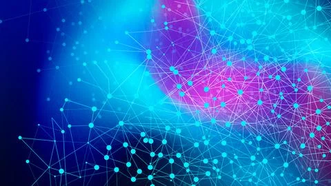 Abstract Digital Network Background with Connected Nodes and Lines Stock Illustration