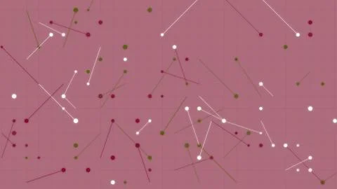 Abstract Digital Network Background with Dots and Lines on Pink Grid Patter.. イラスト素材