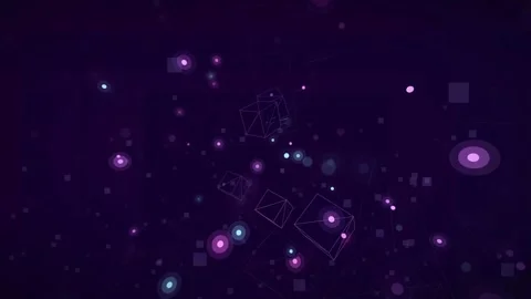 Abstract digital network background with floating geometric cubes and glowing Stock Footage 339317944
