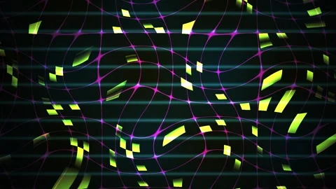 Abstract Digital Network Background with Floating Glowing Geometric Data Pa.. Stock Footage 340508858