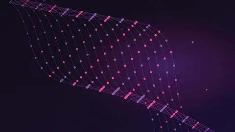 Abstract digital network background with flowing lines and connected dots i.. Stock Illustration