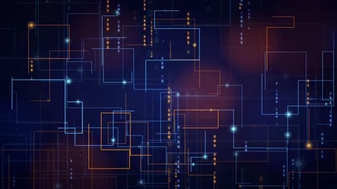 Abstract digital network background with glowing blue and orange circuit lines Stock Footage 336778959