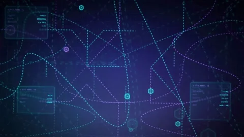 Abstract Digital Network Background with Glowing Blue Data Lines and Futuristic Stock Footage 339324547