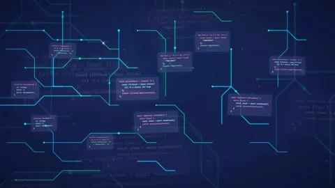 Abstract Digital Network Background with Glowing Blue Lines and Floating Stock Footage 339972689